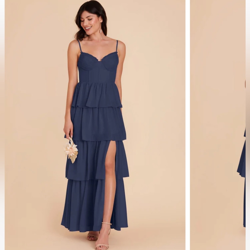 BIRDY GREY LOLA CHIFFON DRESS SIZE XS SLATE BLUE